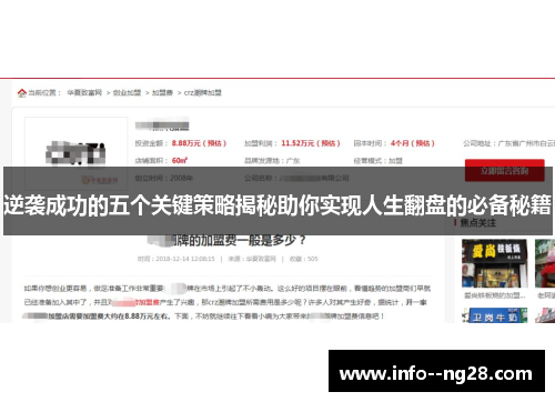 逆袭成功的五个关键策略揭秘助你实现人生翻盘的必备秘籍 逆袭成功的五个关键策略揭秘助你实现人生翻盘的必备秘籍
